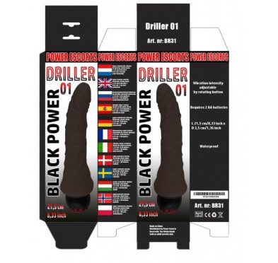 Driller 01 black 21,5 cm realistic vibrating